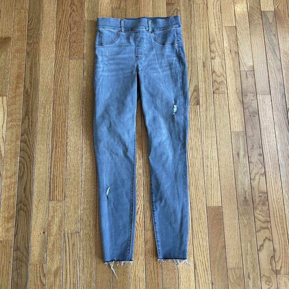 Spanx Woman's‎ Size Small Distressed Skinny Jeans Grey Fray Raw Hem